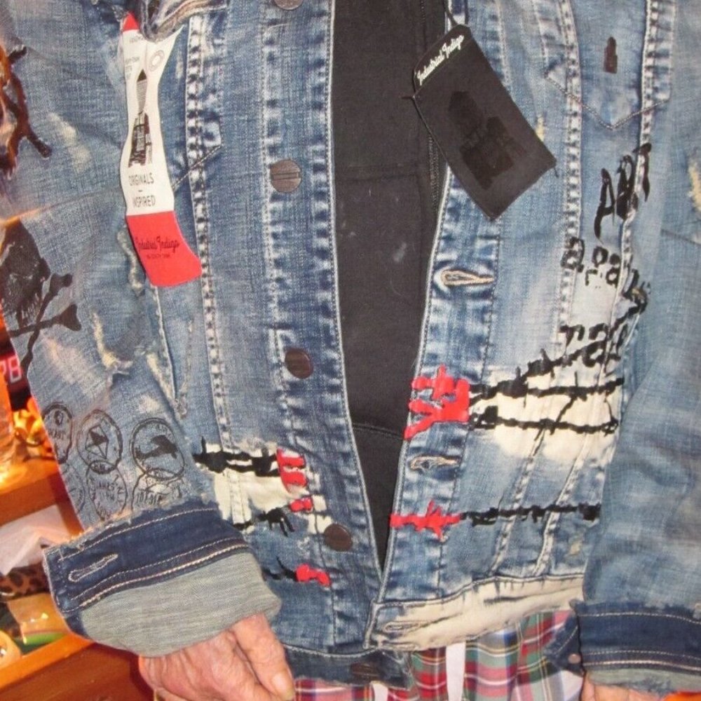 Industrial Denim Mod Distressed Jacket Medium M NWT